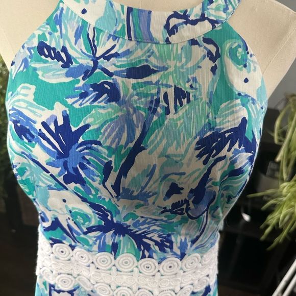 Lilly Pulitzer Ashlyn Shift Dress Tropical Turquoise Elephant Appeal - Picture 6 of 9